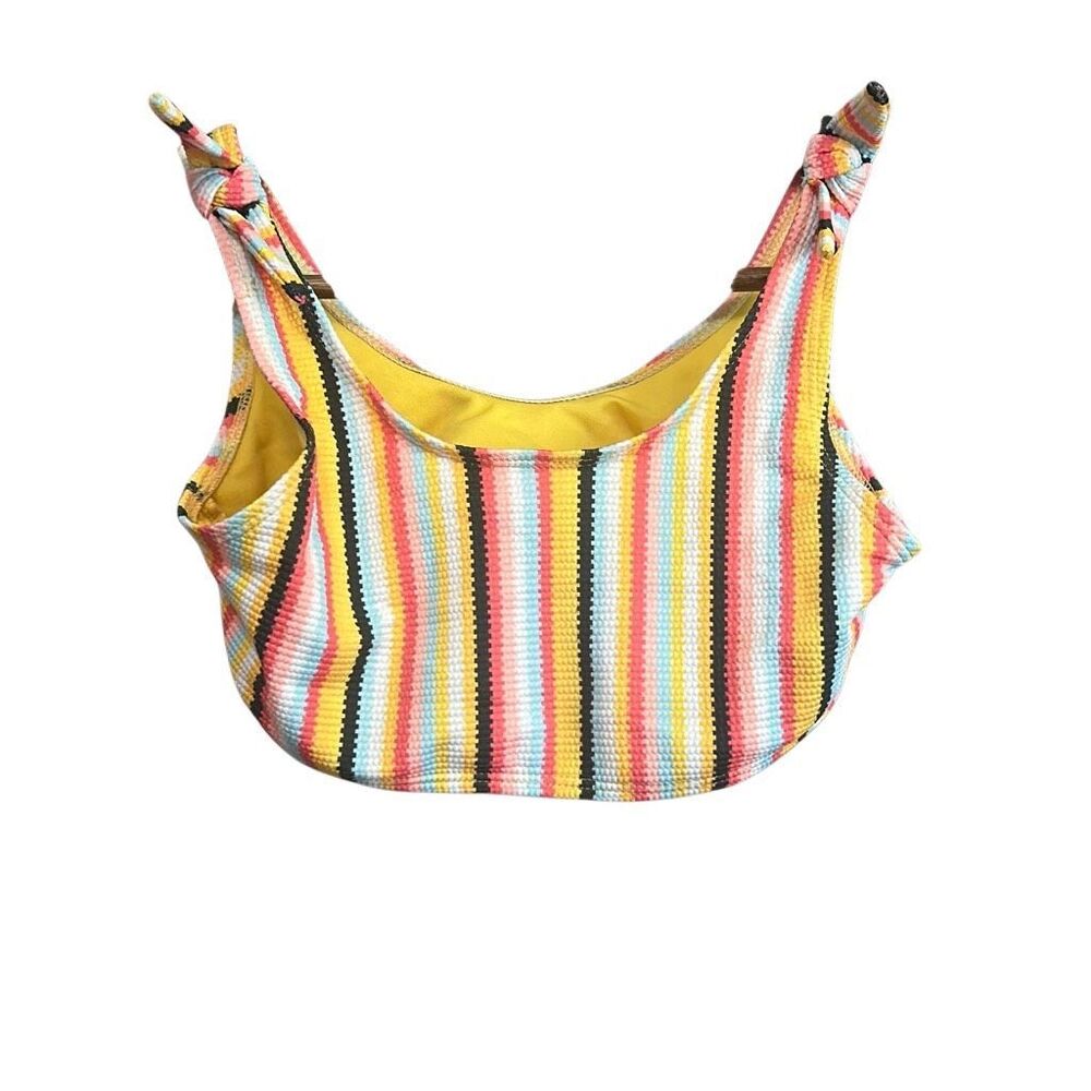 Wonder Nation Girls Striped Textured Bikini Top Size L 10-12 Swim